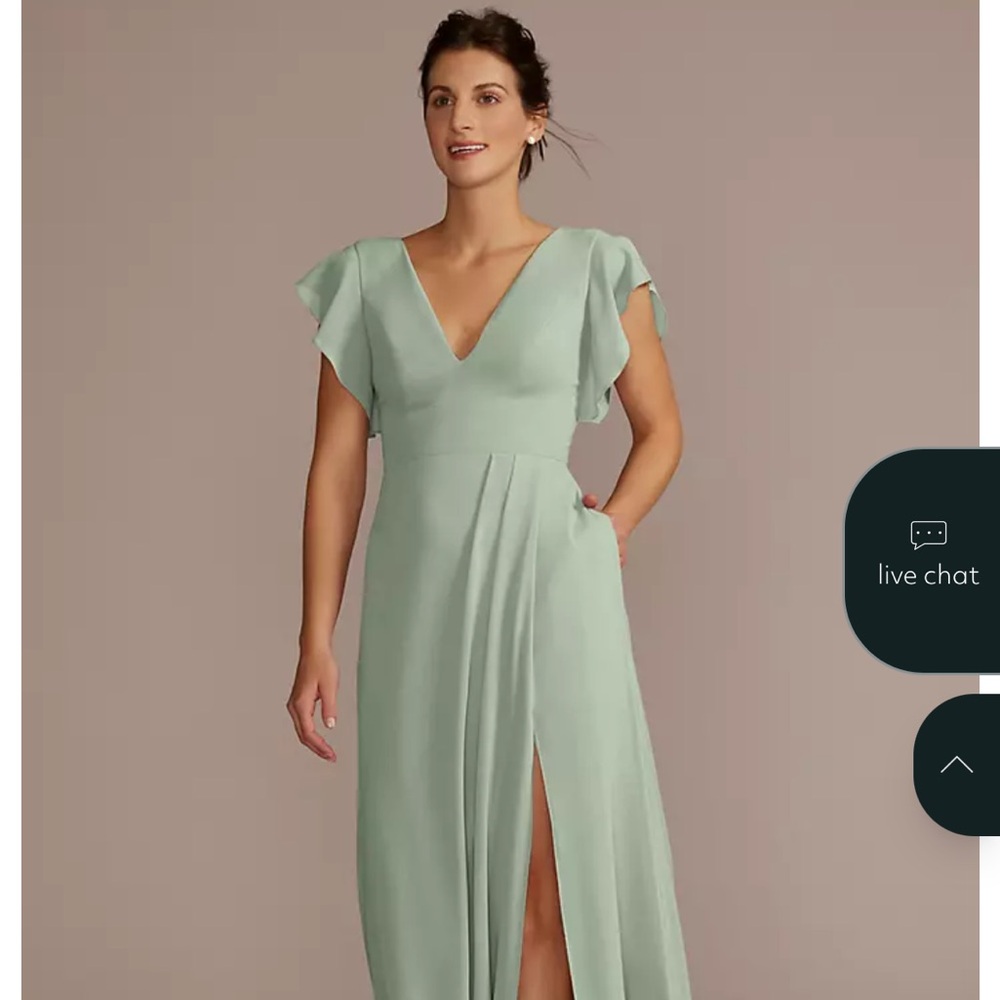 David’s Bridal Sage Green Bridesmaid Dress